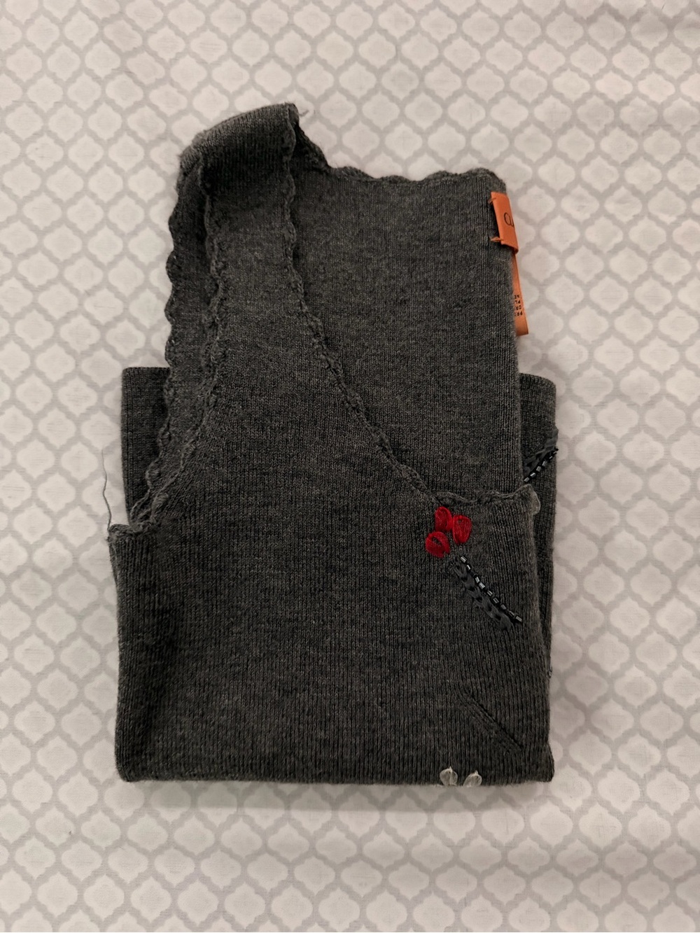 Classiques Entier Charcoal Knit Tank with Red and White Floral Accents - Picture 2 of 5